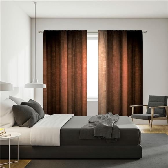 Brown Burnt Orange Curtains 42W x 63H Inch Rod Pocket Rustic Bedroom Decor Rust - Picture 4 of 6